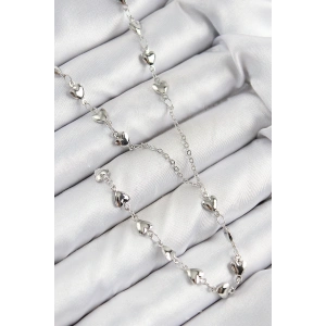 Pirinç Zirkon Taşlı Kalp Model Gümüş Renk Y Kolye