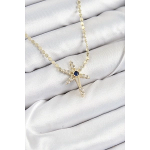 Pirinç Zirkon Taşlı Kutup Yıldızı Model Ezme Zincir Gold Renk Kadın Kolye