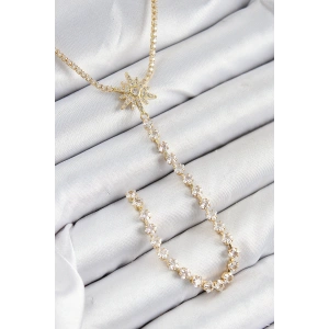 Pirinç Zirkon Taşlı Kutup Yıldızı Model Gümüş Renk Y Kolye