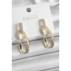 Pirinç Zirkon Taşlı Sallantı Kadın Küpe