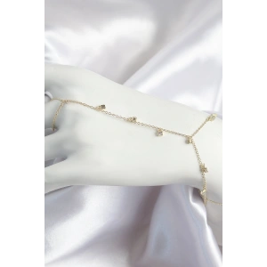 Pirinç Zirkon Taşlı Sallantılı Model Gold Renk Kadın Şahmeran