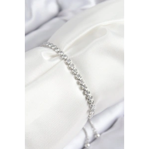 Pirinç Zirkon Taşlı Sıralı Model Gümüş Renk Asansörlü Kadın Bileklik