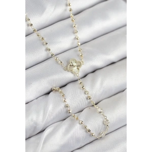 Pirinç Zirkon Taşlı Yonca Model Gold Renk Kadın Y Kolye