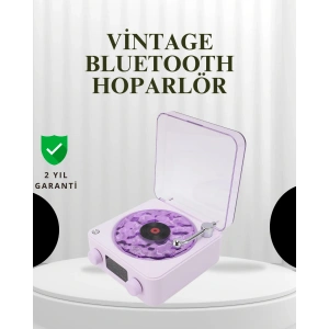 Projektörlü Gece Lambalı Retro Hoparlör – Taşınabilir Bluetooth Speaker