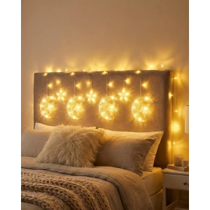 Ramazan İçin Hilal Yıldız Işık Zinciri Yanıp Sönen ve Sabit Modlu