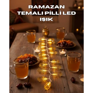 Ramazan Işıkları Pilli Altın Fener Tasarımlı Dekoratif LED Aydınlatma