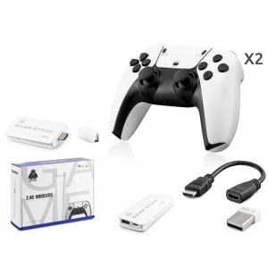 Retro Oyun Stick Hdmi Çift Gamepad Seti 2.4G Kablosuz - Beyaz HD330