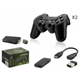 Retro Oyun Stick Hdmi Çift Gamepad Seti 2.4G Kablosuz - Siyah HD327