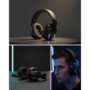 RGB Aydınlatmalı Kablosuz Oyuncu Kulaklığı Konsol ve PC Uyumlu