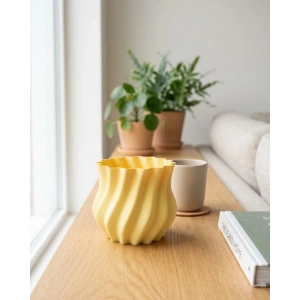 Sarı Kıvrımlı 3D Vazo Estetik Modern Ev ve Ofis Dekoru