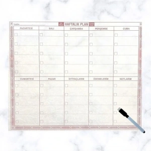 Şeffaf Kendiliğinden Yapışkanlı Kalemli Haftalık Planlayıcı 40cm-50cm (5047)