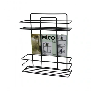 SİYAH  2 KATLI - DİKDÖRTGEN   METAL  BANYO KÖŞELİK - DUŞKABİN RAF - ŞAMPUANLIK (5047)