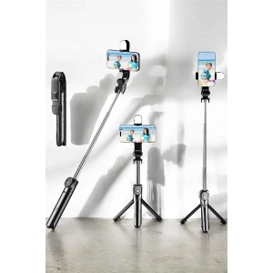 Tripod Kablosuz Bluetooth Bağlantılı Selfie Çubuğu 360 Derece Dönebilen