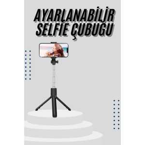 Tripod Selfie Çubuğu Bluetooth Kumandalı Kablosuz Led Işıklı