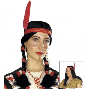 Tüylü Örgülü Hint Peruğu Kızılderili Peruğu