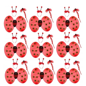 Uğur Böceği Kostüm Seti - Kanat Taç Asa 3 Parça 12 Adet