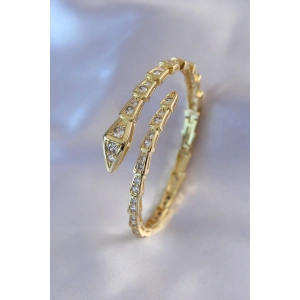 VIP Seri Yılan Model Gold Renk Kadın Kelepçe Bileklik