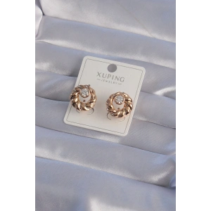 XUPİNG Rose Renk Oval Zirkon Taşlı Burgu Model Küpe