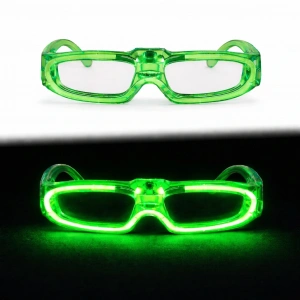 Yeşil LED Işıklı Parti Gözlüğü 3 Modlu – Glow & Gece Eğlence Gözlüğü
