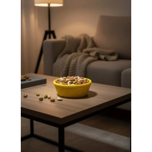 Yuvarlak Çerezlik Sarı Canlı Renkli Dekoratif Sunum Kasesi