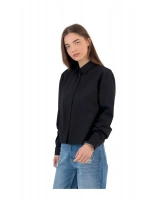 Kadın Bol Oversize Yazlık Uzun Düz Siyah Gömlek