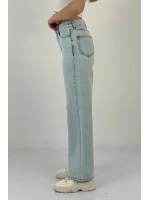 Kadın Straight Bol Paça Jeans Baggy Fit Buz Mavi Kot Pantolon