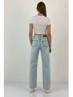 Kadın Straight Bol Paça Jeans Baggy Fit Buz Mavi Kot Pantolon