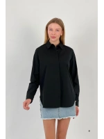 Kadın Esnek Yazlık Dar Slim Fit Basic Siyah Gömlek