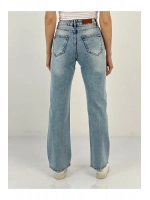 Kadın Wide Leg Önü Full Taşlı A.mavi Jean Pantolon