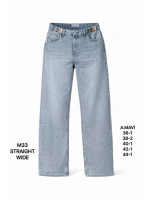 Kadın Açık Mavi Straight Wide Paça Jean Pantolon
