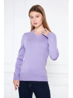 V Yaka Basic Kadın Triko Kazak Lila/lilac 32806