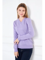 V Yaka Basic Kadın Triko Kazak Lila/lilac 32806