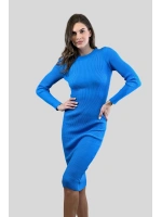 Bisiklet Yaka Fitilli Basic Kadın Triko Elbise