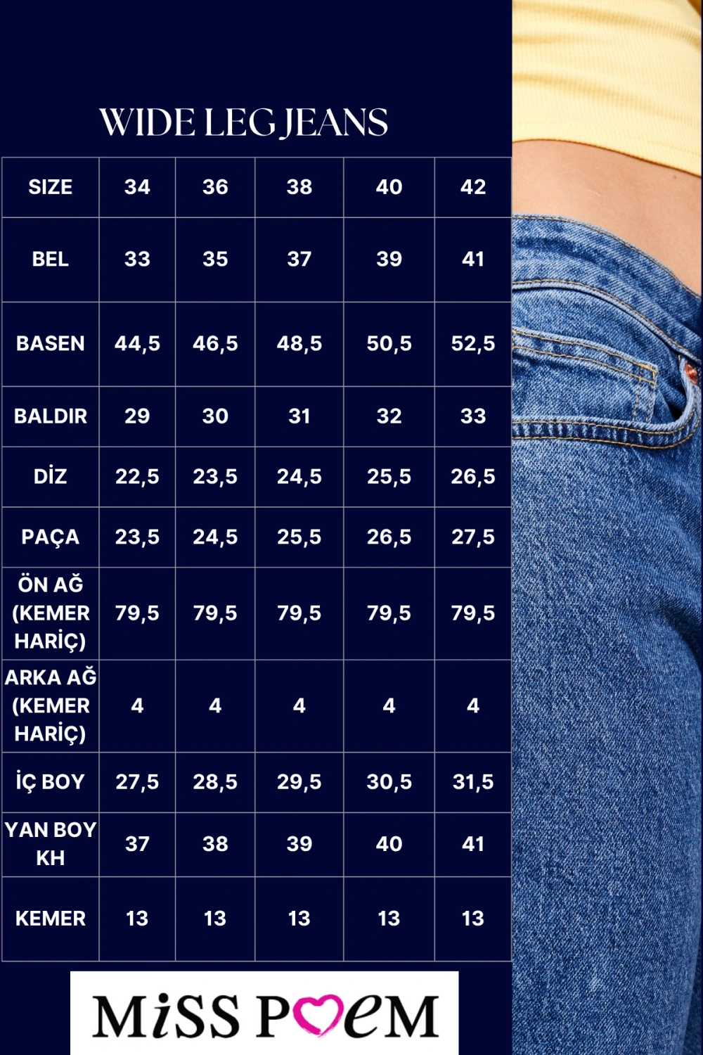 Kadın Wide Leg Taşlı Jeans Baggy Fit Buz Mavi Kot Pantolon