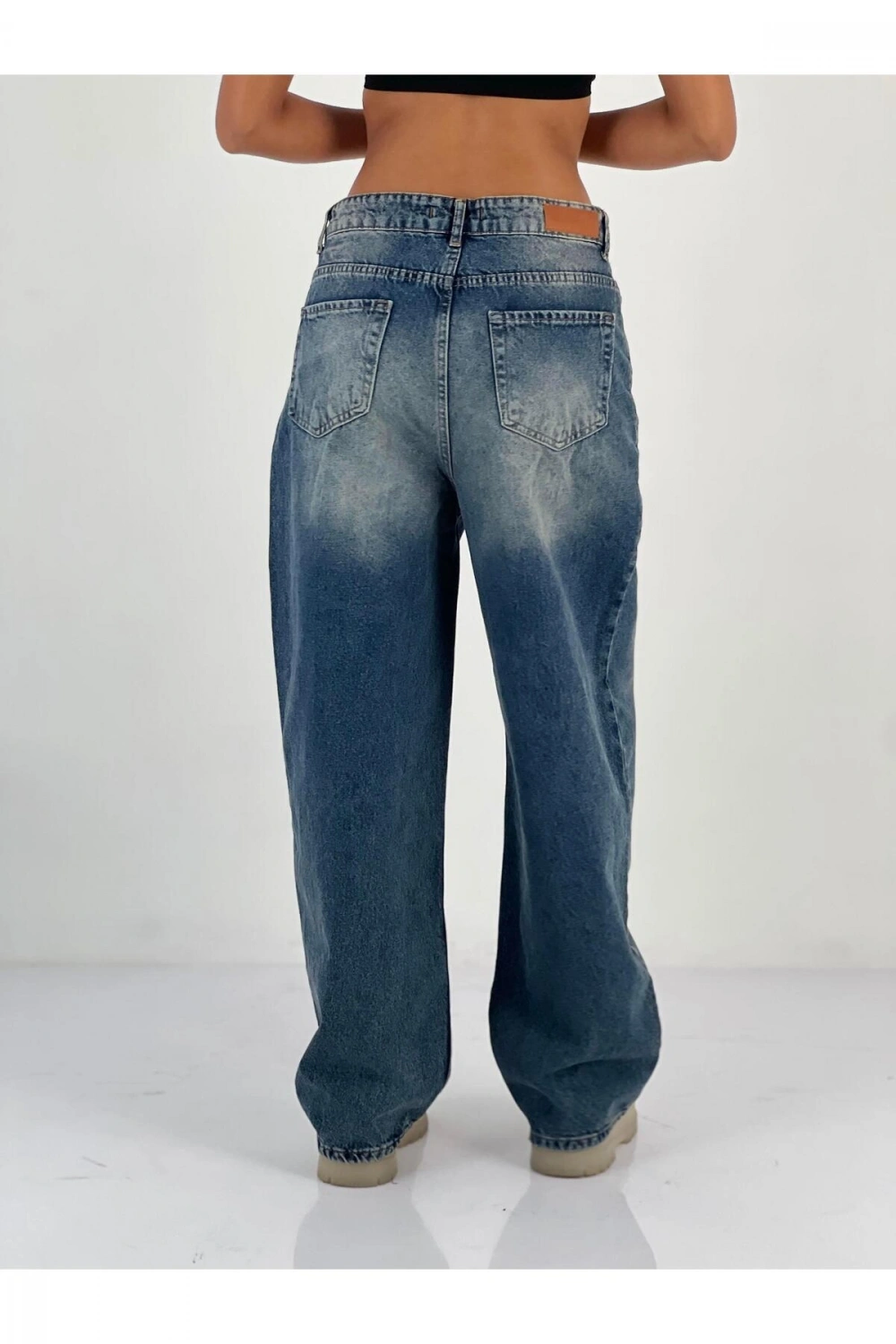 Kadın Yüksek Bel Bol Paça Jean Pantolon