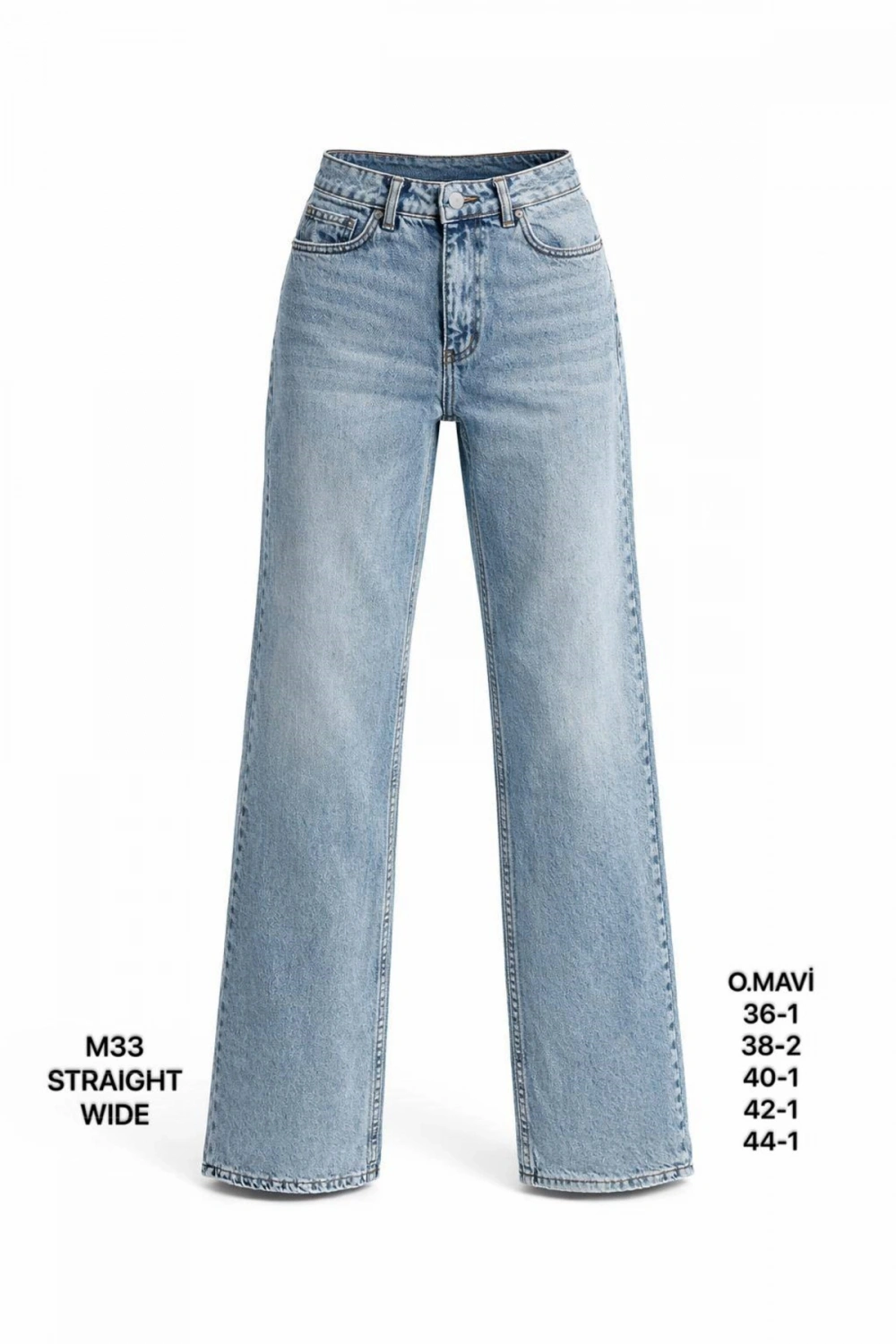 Kadın Mavi Straight Wide Jean Pantolon