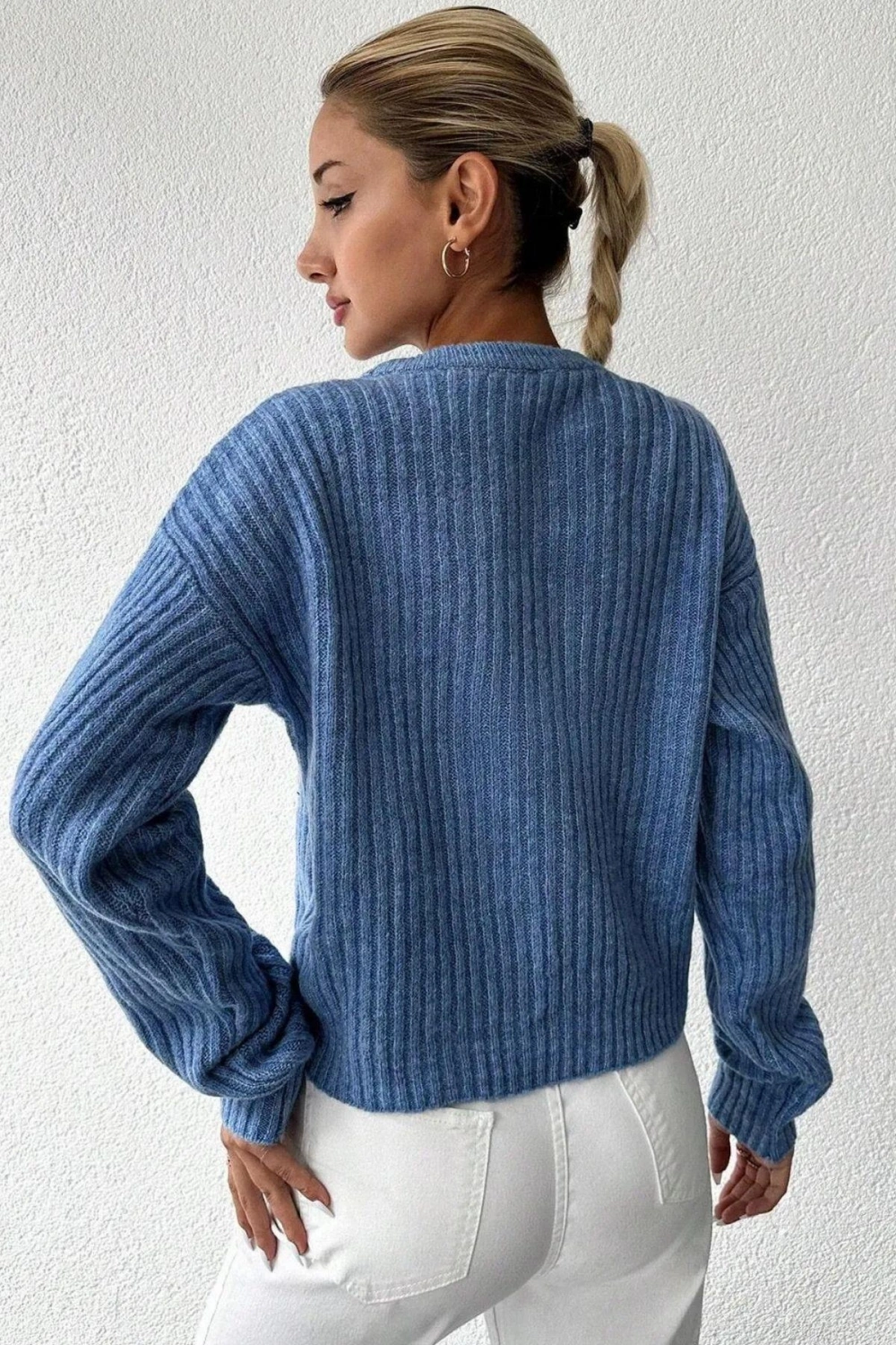 Kadın Kışlık Bisiklet Yaka Basic Oversize Uzun Triko Kazak