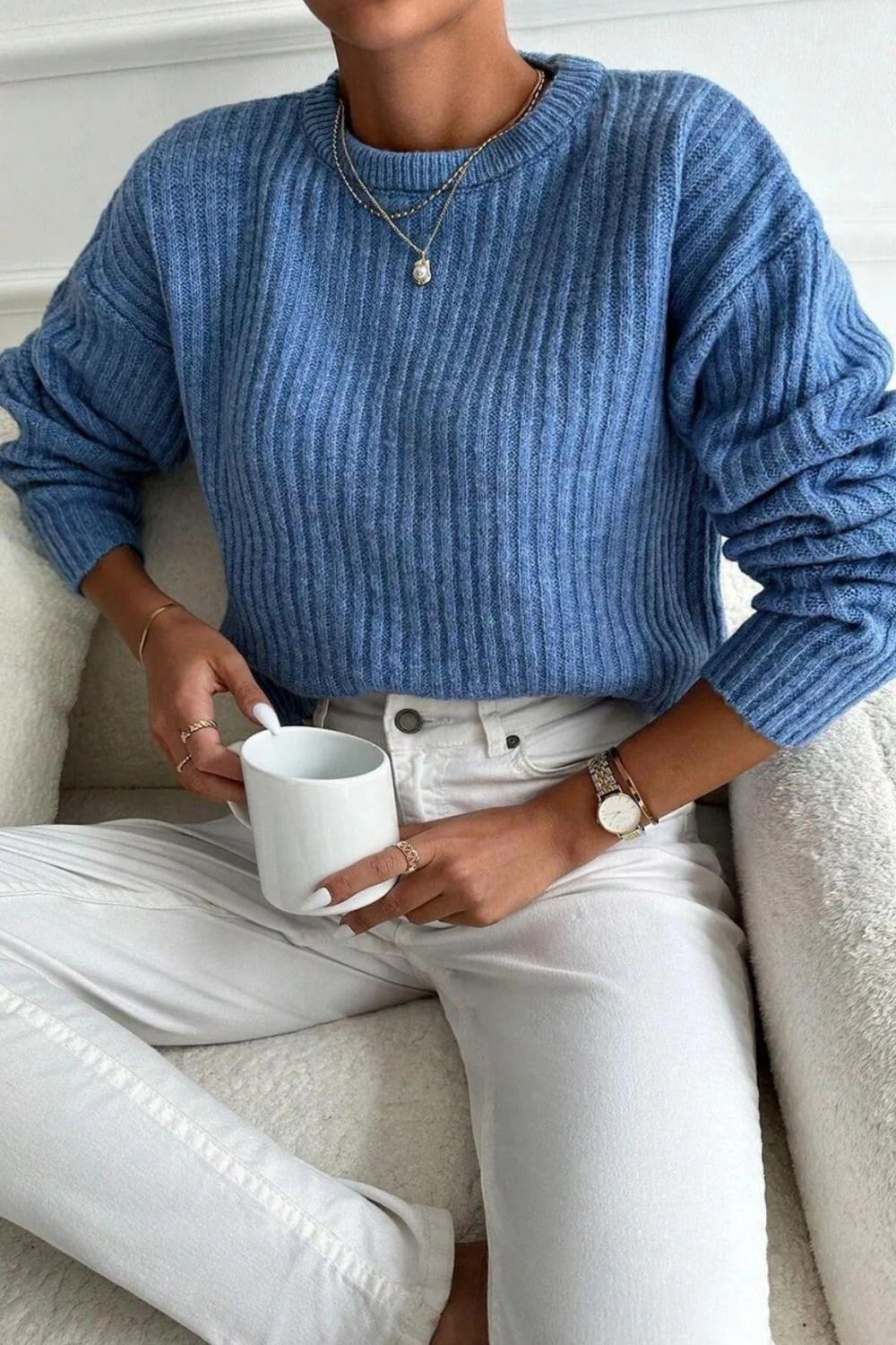 Kadın Kışlık Bisiklet Yaka Basic Oversize Uzun Triko Kazak