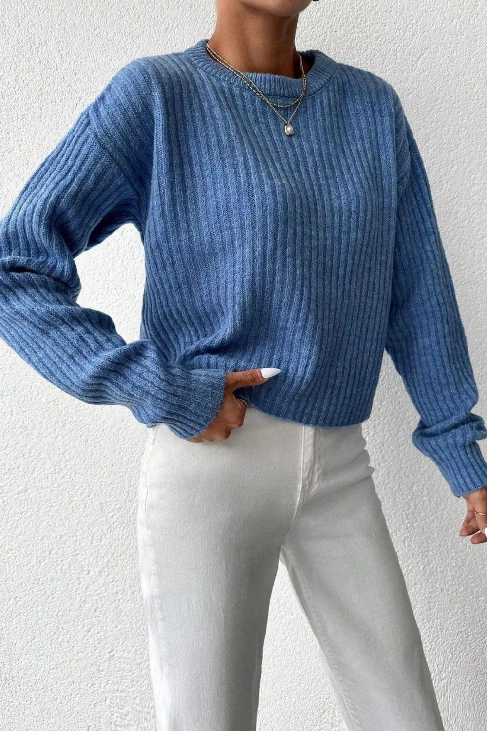 Kadın Kışlık Bisiklet Yaka Basic Oversize Uzun Triko Kazak