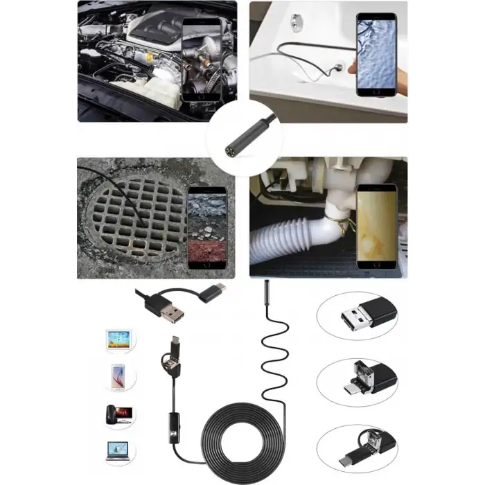 10mt Lens 5.5mm Işıklı Endeskop Boroskop Yılan Kamera
