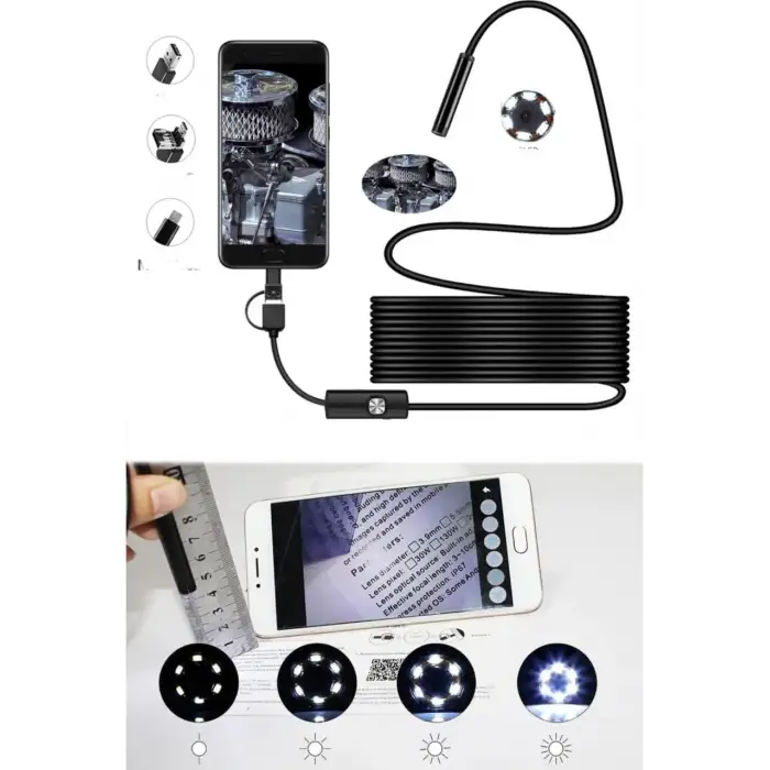 10mt Lens 5.5mm Işıklı Endeskop Boroskop Yılan Kamera