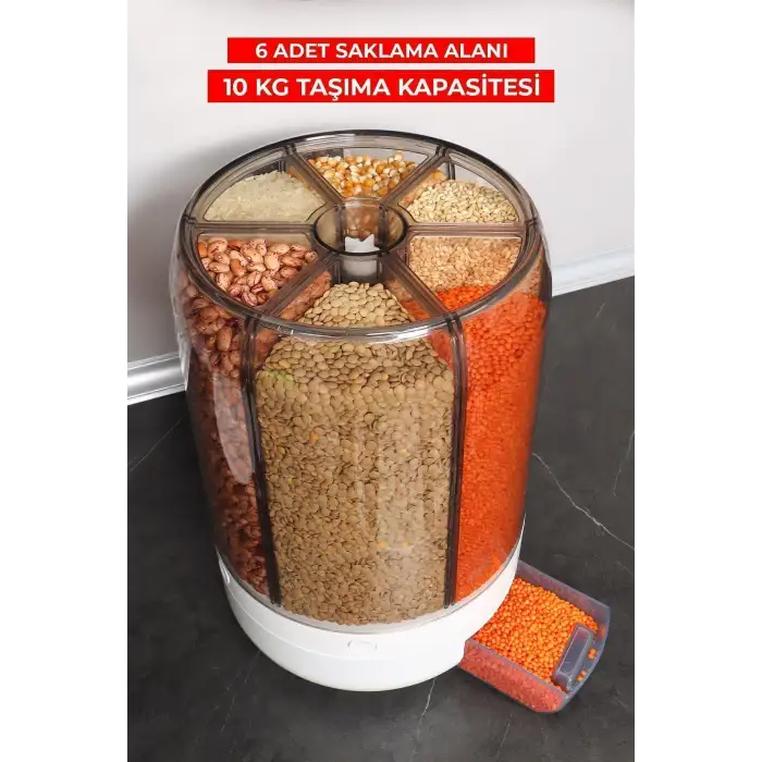 Alitech Kuru Gıda Ve Bakliyat 6lı Erzak Saklama Kabı 10 Kg