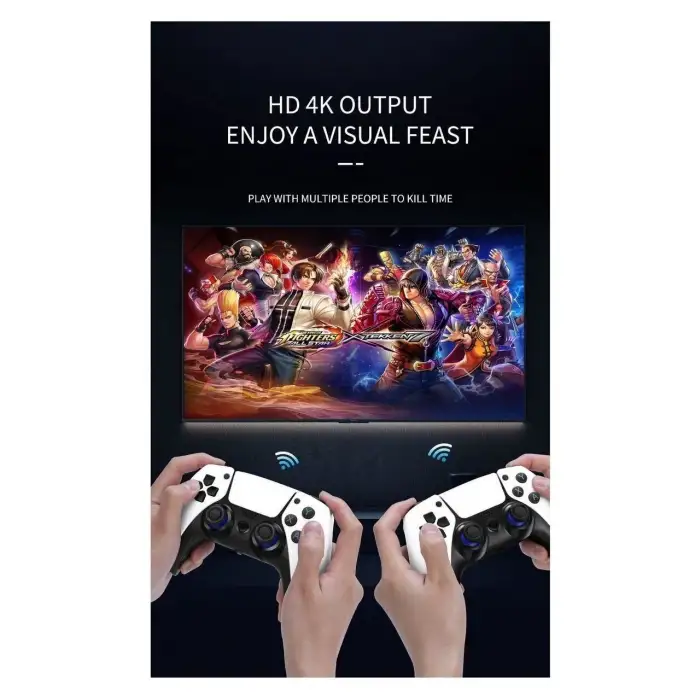 4k Game Tv Stick Android Tv Wifi Kablosuz Çift Kol Game Stick 64gb Hafıza Atari