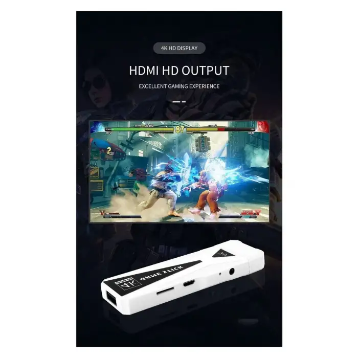 4k Game Tv Stick Android Tv Wifi Kablosuz Çift Kol Game Stick 64gb Hafıza Atari
