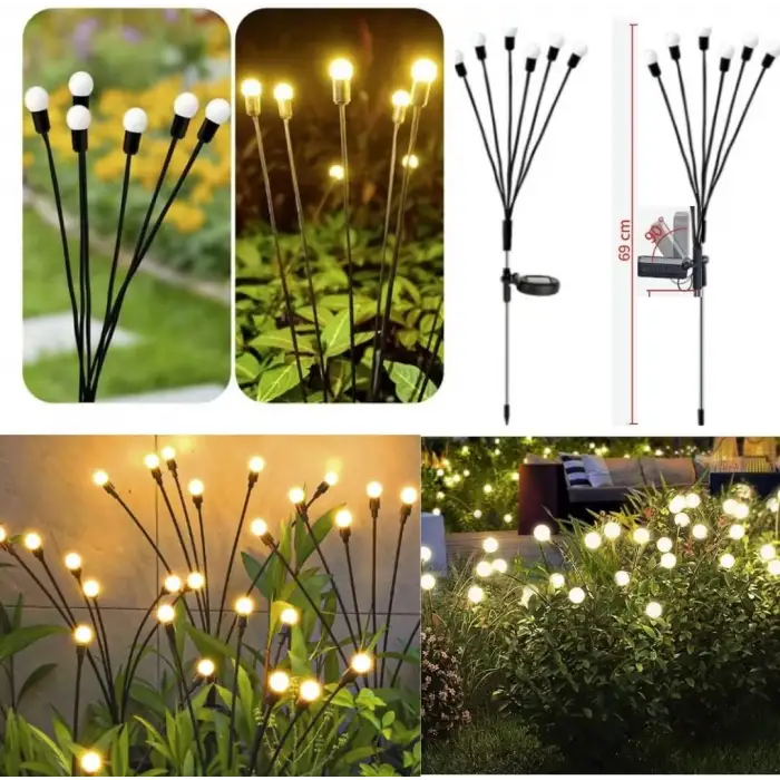 6 Dallı Ateş Böceği Solar Bahçe Lambası 2 Adet