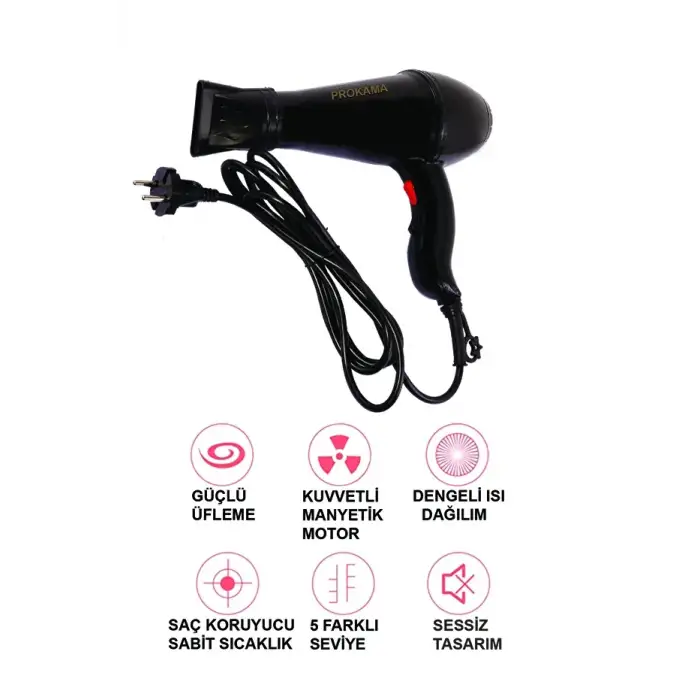 Saç Kurutma Fön Makinesi 2500w Turbo Prokama