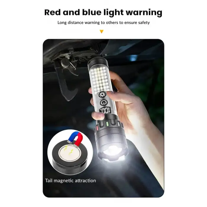 Güçlü Taktik Led El Feneri Paweınuo Sdt53 – 3800lm, 35w, Yan Cob Aydınlatma Ve Type-c Şarj Özelliğine Sahip