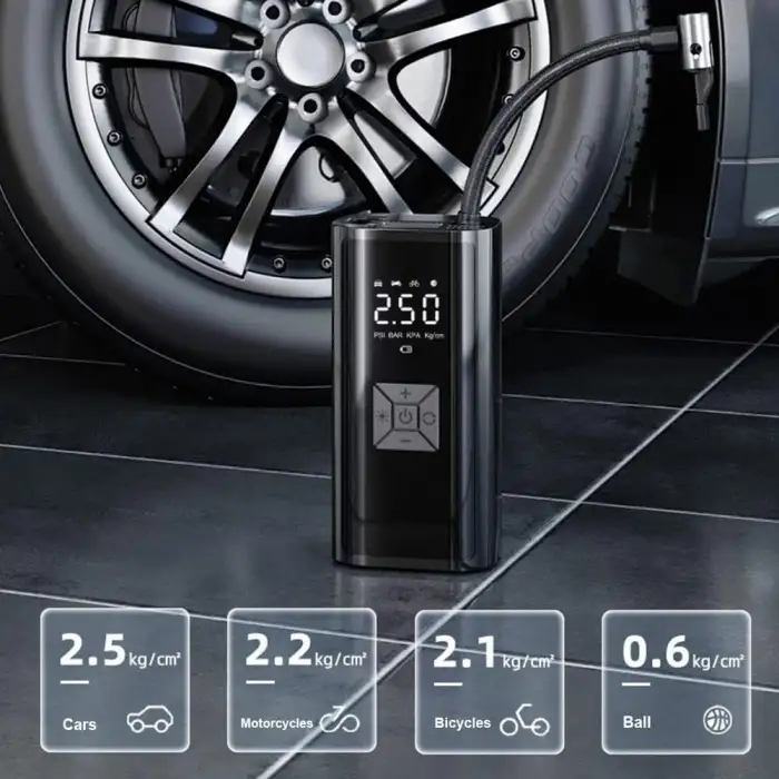 Hava Pompası & Powerbank | 150 Psı Ultra Basınç, Led Işıklı, Lcd Ekranlı, 4000mah Taşınabilir Şarjlı Kompresör