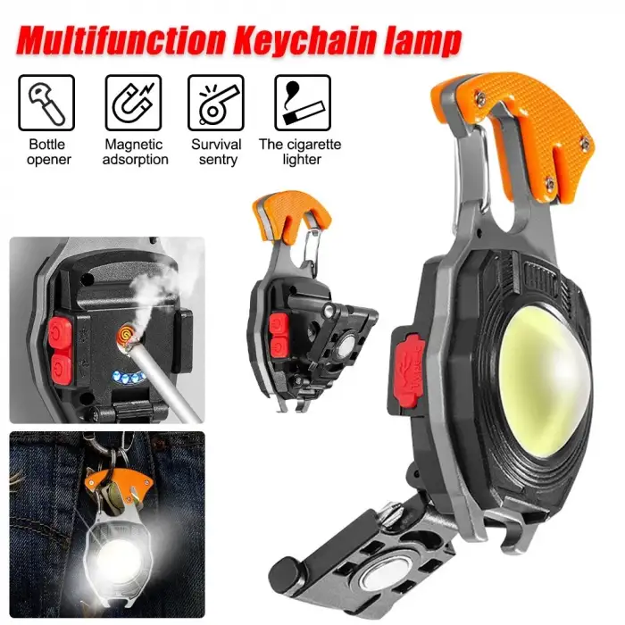 Wison Ws-5050 Çok Fonksiyonlu Tornavida Düdük Şişe Açacağı Ateş Yakıcı Mıknatıslı Type-c Şarjlı Anahtarlık Fener