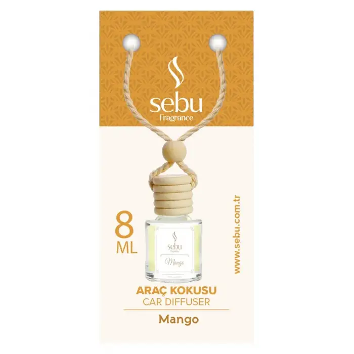 Sebu Fragrance Oto & Araç Kokusu (cam Şişe) (ipli Ahşap Kapak) (8ml) (çilek & Lavanta & B.gül & Sandal & Mango & Okyanus)*24x12